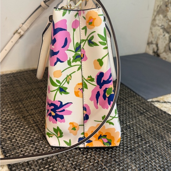 NWOT Kate Spade Rae Printed Medium Satchel Floral White Crossbody - Picture 8 of 13